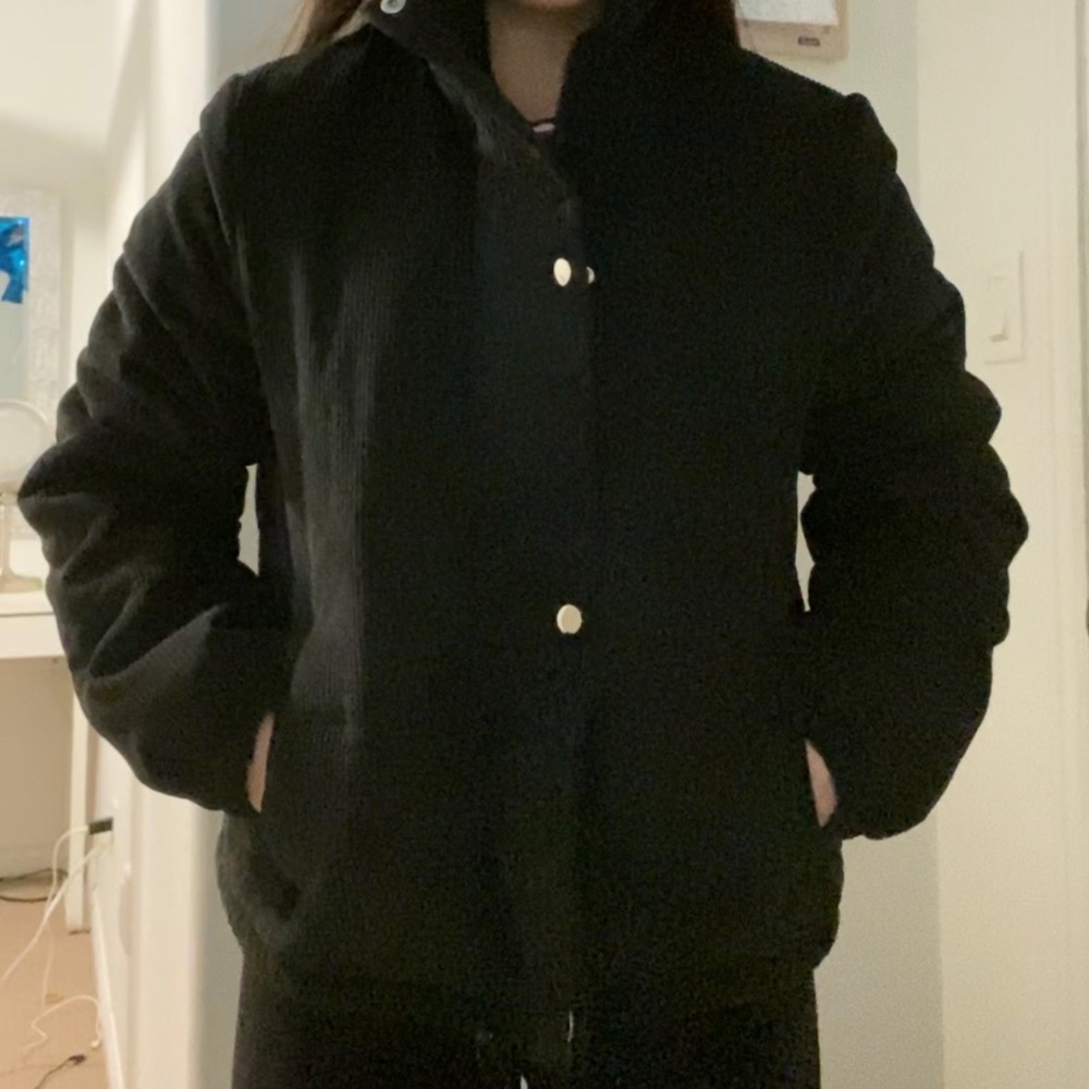 corduroy puffer coat